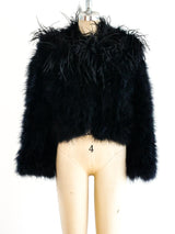 Black Marabou Feather Cropped Jacket Jacket arcadeshops.com