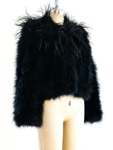 Black Marabou Feather Cropped Jacket Jacket arcadeshops.com