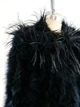 Black Marabou Feather Cropped Jacket Jacket arcadeshops.com