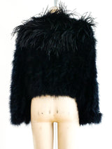 Black Marabou Feather Cropped Jacket Jacket arcadeshops.com