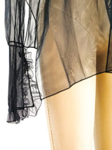 Gianfranco Ferre Black Sheer Ruffle Top Top arcadeshops.com