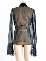 Gianfranco Ferre Black Sheer Ruffle Top Top arcadeshops.com