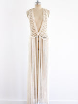 Ivory Crochet Fringed Vest Jacket arcadeshops.com