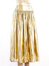 Metallic Gold Lurex Pleated Skirt Dress arcadeshops.com