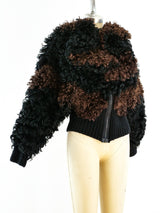 Zandra Rhodes Curly Lamb Bomber Jacket Jacket arcadeshops.com