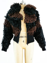 Zandra Rhodes Curly Lamb Bomber Jacket Jacket arcadeshops.com