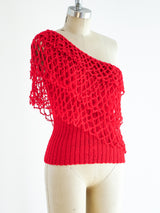 Crimson One Shoulder Knit Top Top arcadeshops.com