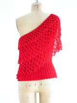 Crimson One Shoulder Knit Top Top arcadeshops.com