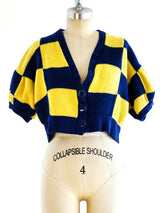 Checkerboard Cropped Cardigan Top arcadeshops.com