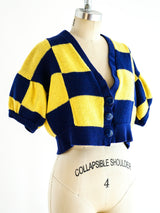 Checkerboard Cropped Cardigan Top arcadeshops.com