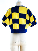 Checkerboard Cropped Cardigan Top arcadeshops.com