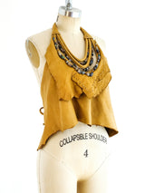 Beaded Leather Halter Top Top arcadeshops.com