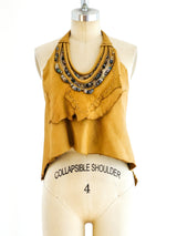 Beaded Leather Halter Top Top arcadeshops.com