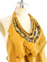 Beaded Leather Halter Top Top arcadeshops.com