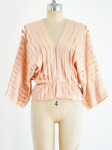 Vicky Tiel Pleated Silk Blouse Top arcadeshops.com