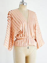 Vicky Tiel Pleated Silk Blouse Top arcadeshops.com