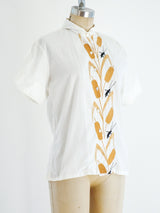 Oleg Cassini Wheat Embroidered Shirt Top arcadeshops.com
