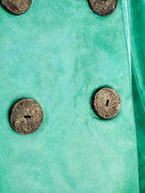 Snakeskin Trimmed Turquoise Leather Jacket Jacket arcadeshops.com