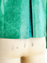Snakeskin Trimmed Turquoise Leather Jacket Jacket arcadeshops.com