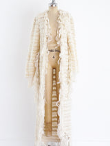 Ribbon Fringe Knit Maxi Cardigan Jacket arcadeshops.com