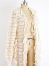 Ribbon Fringe Knit Maxi Cardigan Jacket arcadeshops.com