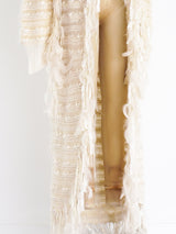 Ribbon Fringe Knit Maxi Cardigan Jacket arcadeshops.com