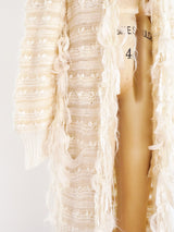Ribbon Fringe Knit Maxi Cardigan Jacket arcadeshops.com