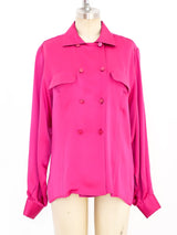 Gucci Fuchsia Silk Blouse Top arcadeshops.com