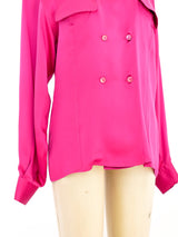 Gucci Fuchsia Silk Blouse Top arcadeshops.com