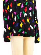 Abstract Printed Silk Blouse Top arcadeshops.com