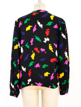 Abstract Printed Silk Blouse Top arcadeshops.com