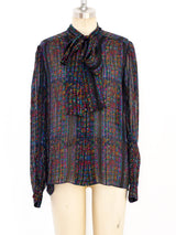 Stained Glass Printed Silk Blouse Top arcadeshops.com