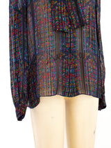 Stained Glass Printed Silk Blouse Top arcadeshops.com