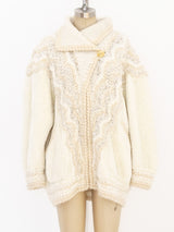 Ivory Hand Knit Chenille Jacket Jacket arcadeshops.com