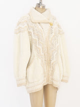 Ivory Hand Knit Chenille Jacket Jacket arcadeshops.com