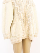 Ivory Hand Knit Chenille Jacket Jacket arcadeshops.com