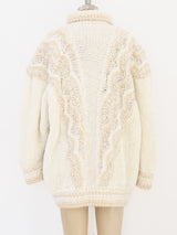 Ivory Hand Knit Chenille Jacket Jacket arcadeshops.com