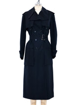 Yves Saint Laurent Black Trench Coat Jacket arcadeshops.com