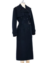 Yves Saint Laurent Black Trench Coat Jacket arcadeshops.com