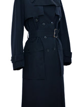 Yves Saint Laurent Black Trench Coat Jacket arcadeshops.com