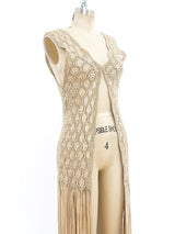 Fringed Maxi Crochet Vest Jacket arcadeshops.com