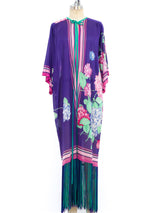 Hydrangea Print Fringed Duster Jacket arcadeshops.com