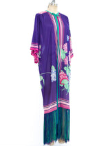 Hydrangea Print Fringed Duster Jacket arcadeshops.com