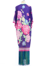 Hydrangea Print Fringed Duster Jacket arcadeshops.com