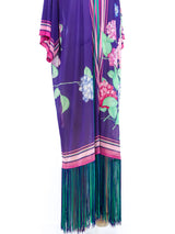Hydrangea Print Fringed Duster Jacket arcadeshops.com
