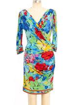 Leonard Floral Jersey Wrap Style Dress Dress arcadeshops.com