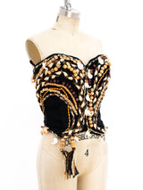 Christian Dior Raffia and Shell Embellished Bustier Top arcadeshops.com
