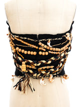 Christian Dior Raffia and Shell Embellished Bustier Top arcadeshops.com
