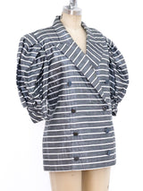 Metallic Stripe Short Sleeve Jacket Jacket arcadeshops.com