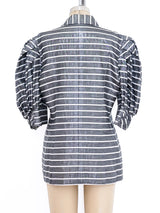 Metallic Stripe Short Sleeve Jacket Jacket arcadeshops.com